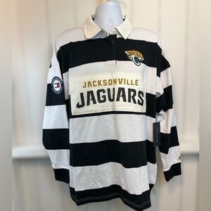 Tommy Hilfiger Jacksonville Jaguars Black & White Striped Rugby Polo